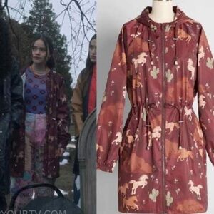 PRINCESS HIGHWAY Burgundy Western Horse Print Utility Jacket Size XL